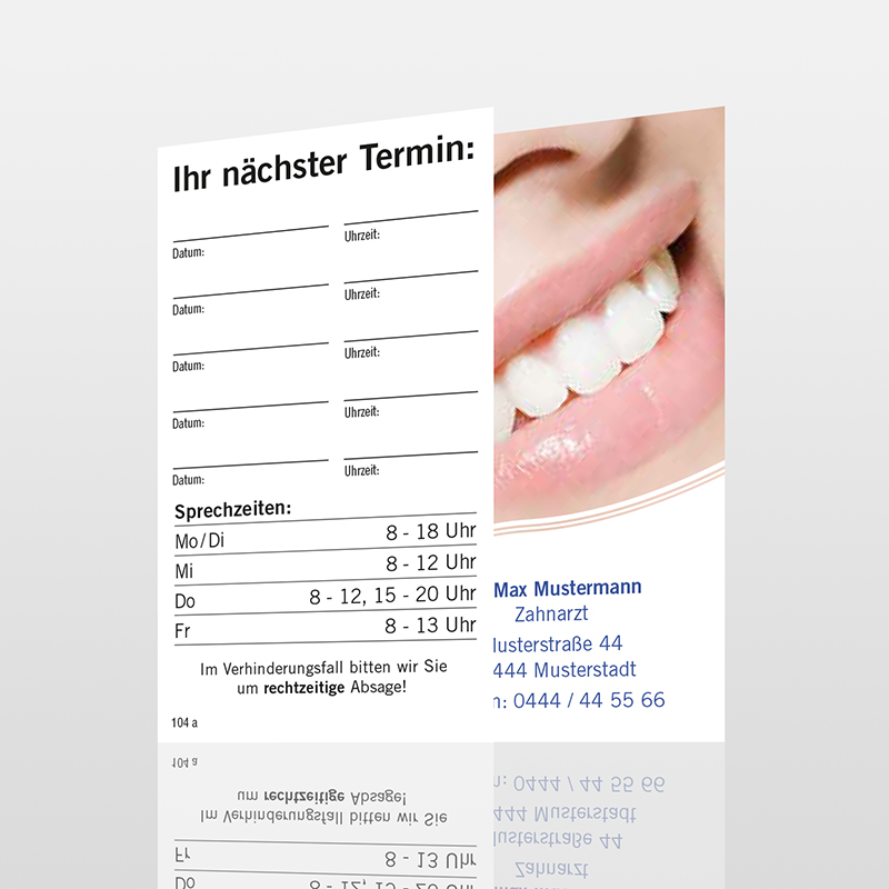 Terminkarten Motiv Karten Zahnarzt Terminzettel Zahnarztpraxis Arzt Arztpraxis Terminkärtchenarzt