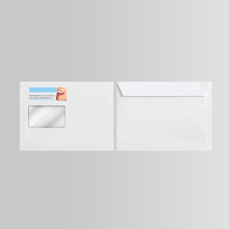 Briefkuverts Motiv Zahnarzt Zahnarztpraxis Arzt Arztpraxis Kuvert Briefumschlag Hülle Briefhülle Umschlag Versandverpackung Versandtasche Tasche DIN Lang C5 C4