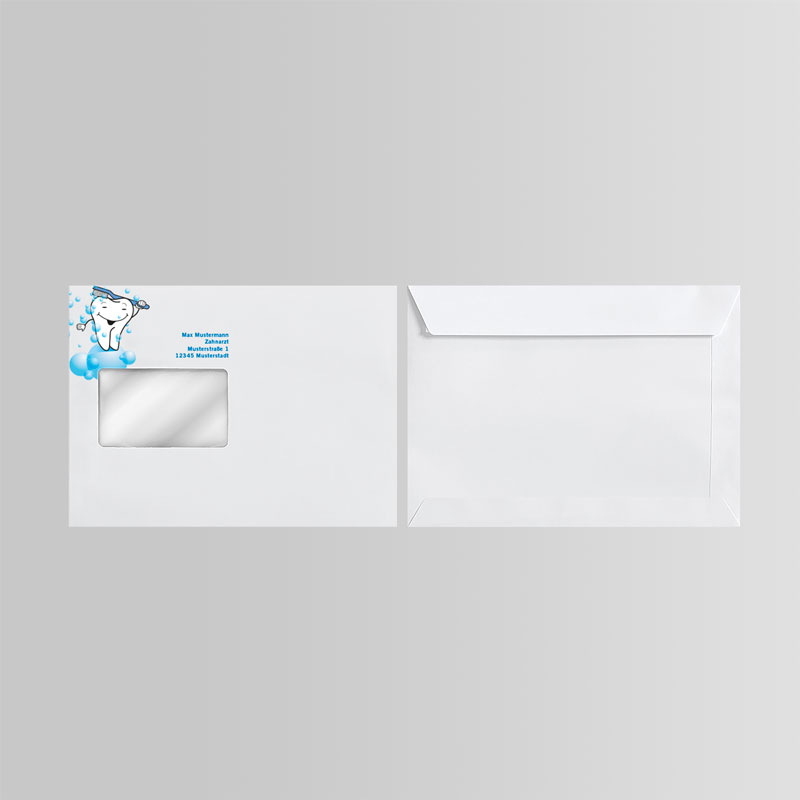 Briefkuverts Motiv Zahnarzt Zahnarztpraxis Arzt Arztpraxis Kuvert Briefumschlag Hülle Briefhülle Umschlag Versandverpackung Versandtasche Tasche DIN Lang C5 C4